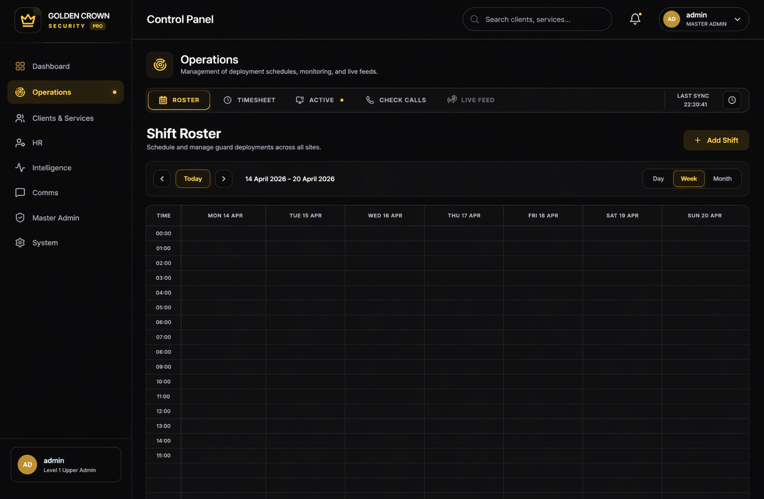 Golden Crown Security platform on desktop